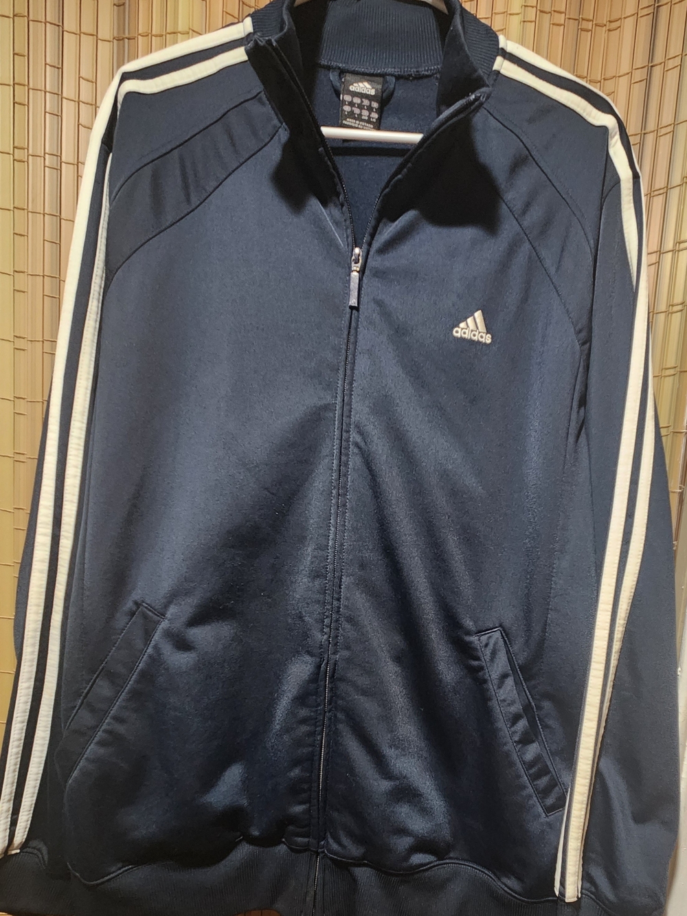 adidas Navy and White Lightweight Zip-Up Track Jacket